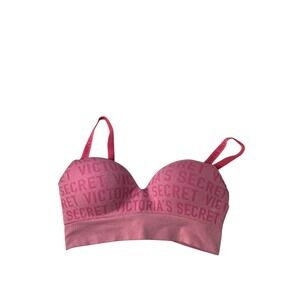 Victorias Secret Pink Logo Wireless Lounge Bralette Bra Size Medium Adjustable